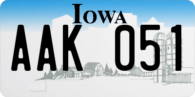 IA license plate AAK051