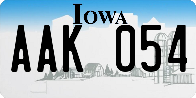 IA license plate AAK054