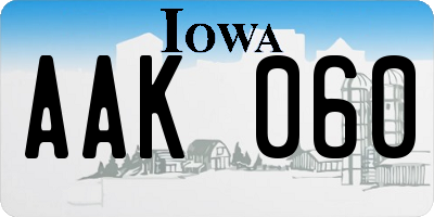 IA license plate AAK060
