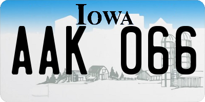 IA license plate AAK066