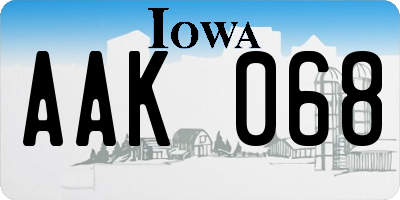 IA license plate AAK068