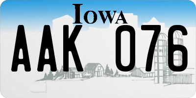 IA license plate AAK076
