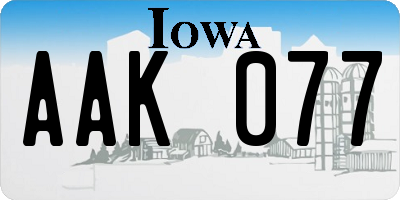 IA license plate AAK077