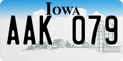 IA license plate AAK079