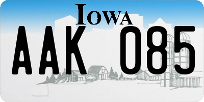 IA license plate AAK085