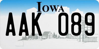 IA license plate AAK089