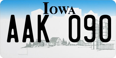 IA license plate AAK090