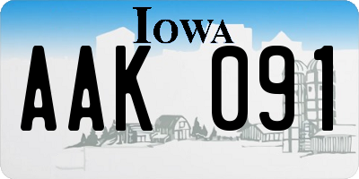 IA license plate AAK091