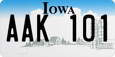 IA license plate AAK101