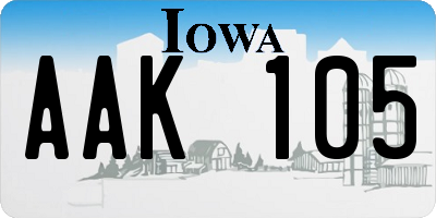 IA license plate AAK105