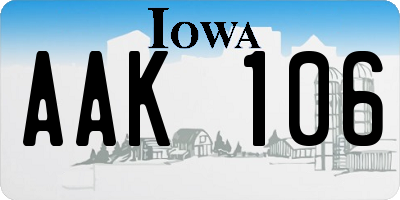 IA license plate AAK106