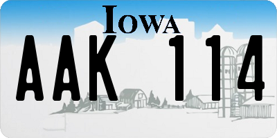 IA license plate AAK114