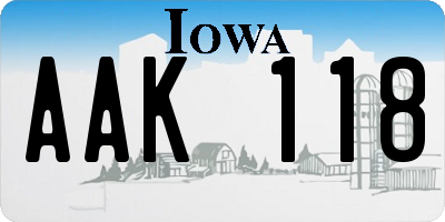 IA license plate AAK118