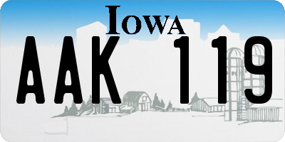 IA license plate AAK119