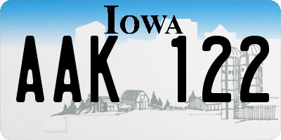 IA license plate AAK122