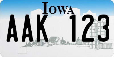 IA license plate AAK123