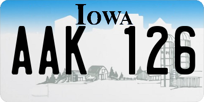 IA license plate AAK126