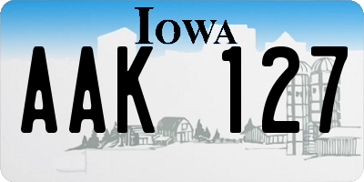 IA license plate AAK127
