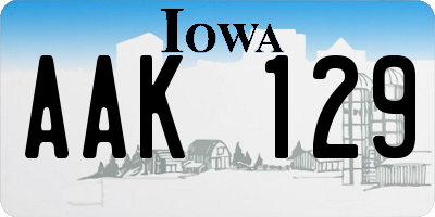 IA license plate AAK129