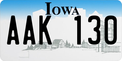 IA license plate AAK130