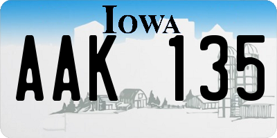 IA license plate AAK135