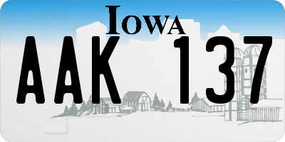 IA license plate AAK137