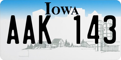 IA license plate AAK143