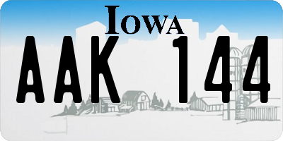 IA license plate AAK144