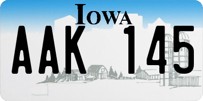 IA license plate AAK145