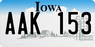 IA license plate AAK153