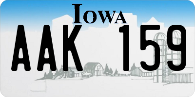 IA license plate AAK159
