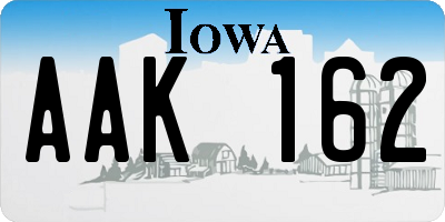 IA license plate AAK162