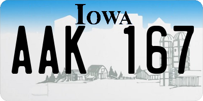 IA license plate AAK167