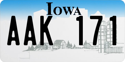 IA license plate AAK171