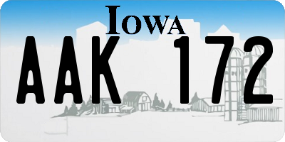IA license plate AAK172