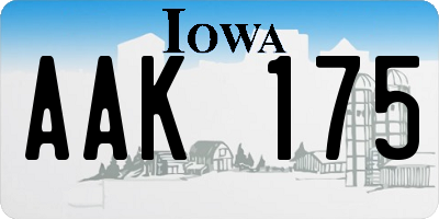 IA license plate AAK175