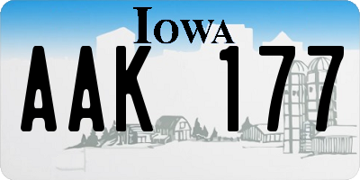 IA license plate AAK177