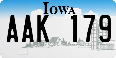 IA license plate AAK179