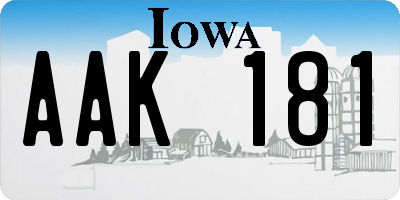 IA license plate AAK181