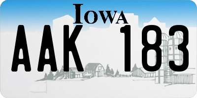 IA license plate AAK183