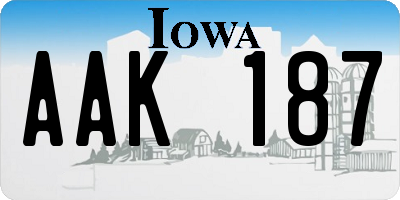 IA license plate AAK187