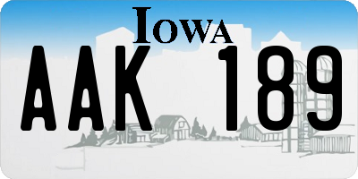 IA license plate AAK189