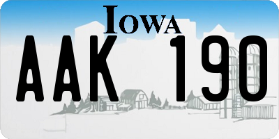 IA license plate AAK190
