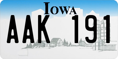 IA license plate AAK191