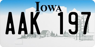IA license plate AAK197