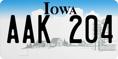 IA license plate AAK204