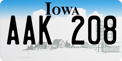 IA license plate AAK208