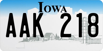 IA license plate AAK218