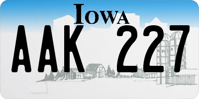 IA license plate AAK227