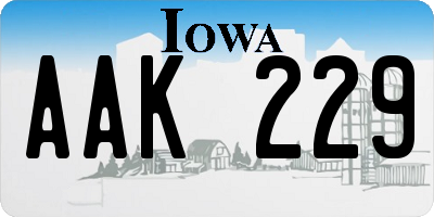 IA license plate AAK229